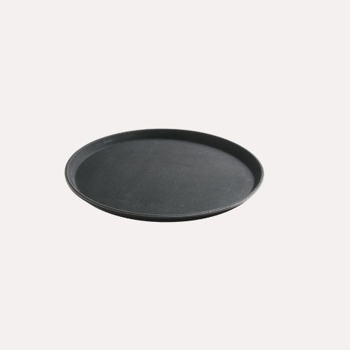 Tablett Antirutsch-Servicetablett, schwarz, rund, 280x20mm, PP – Bild 1